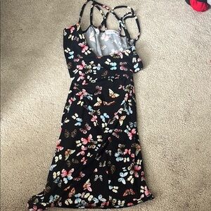 Butterfly Print Black Dress